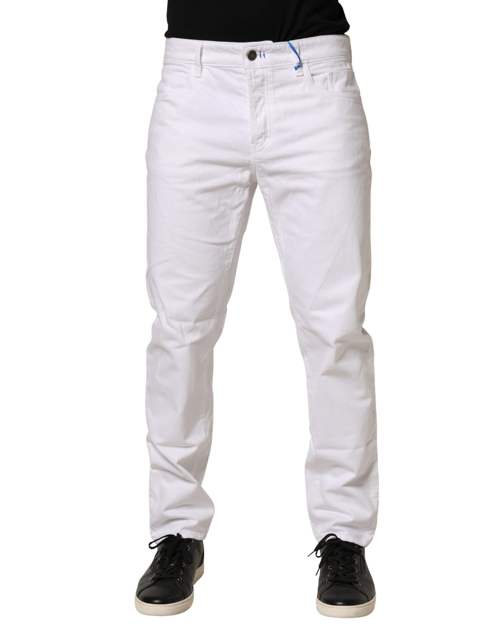 White Mid Waist Cotton Skinny Denim Men Trouser Jeans