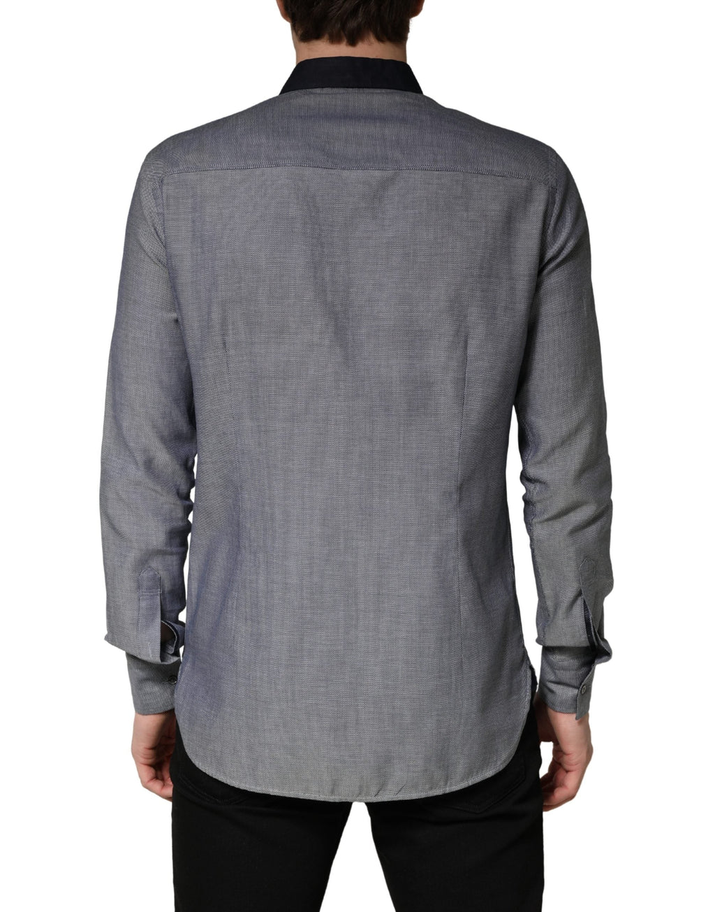 Hamaki-Ho Dark Blue Cotton Long Sleeves Collared Dress Formal Shirt