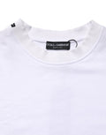 Dolce & Gabbana White Cotton Crew Neck Sweatshirt Sweater