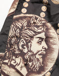 Black Roman Coin Print Swim Shorts Swimwear