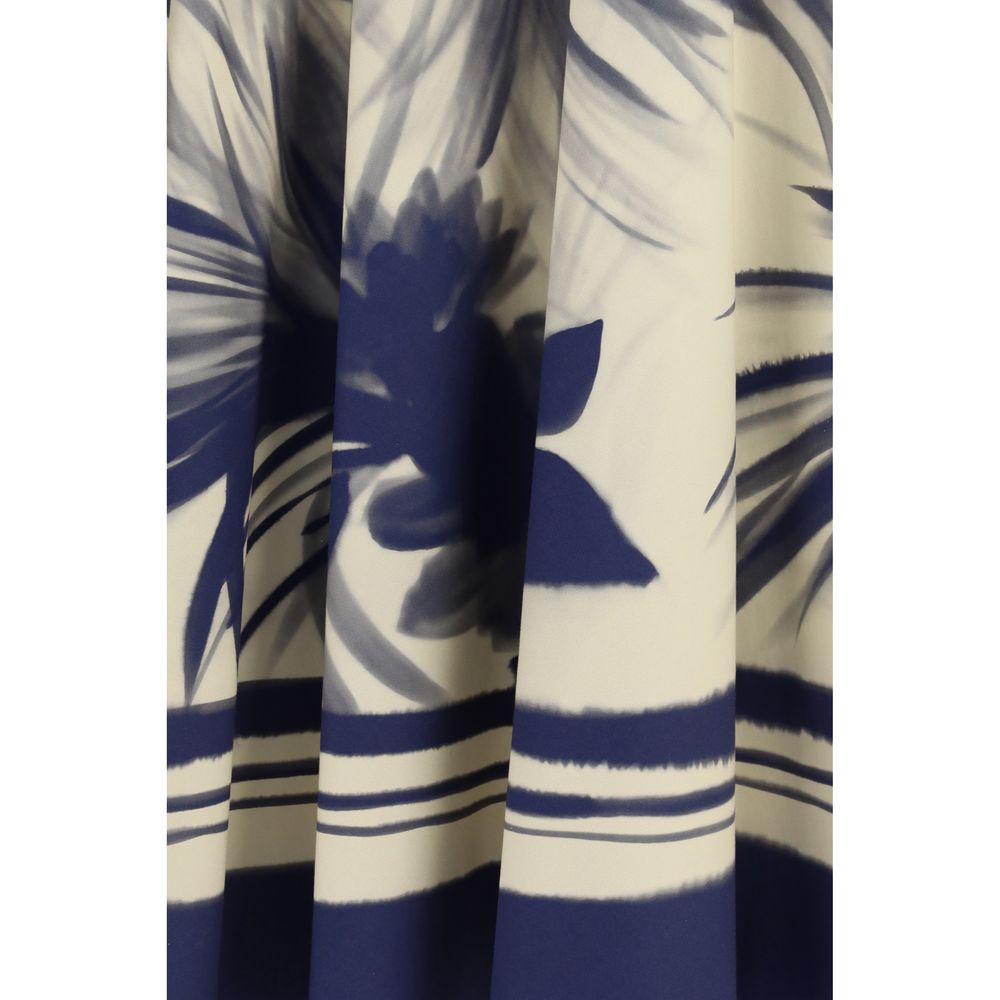 Blue Cotton Midi Skirt
