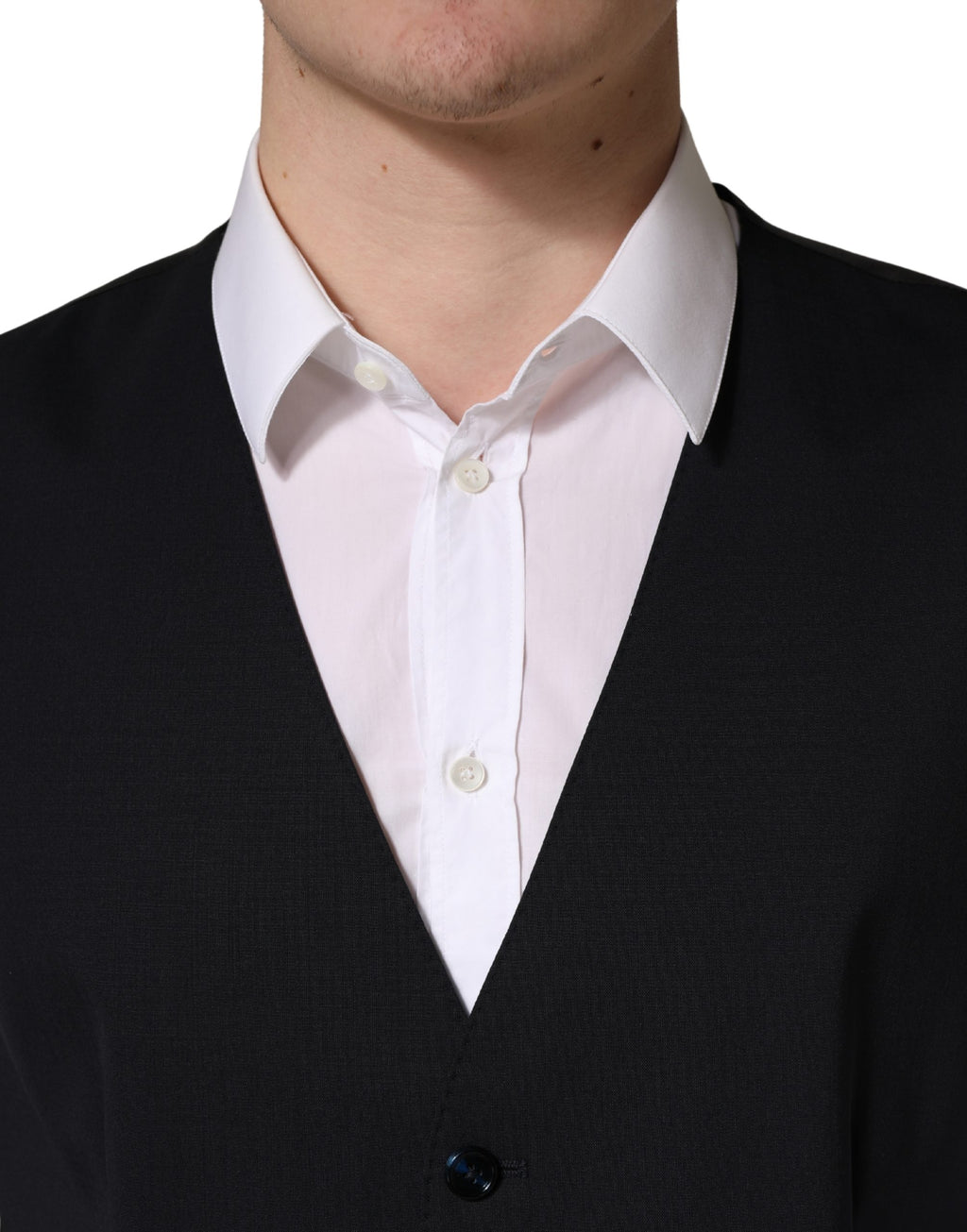 Black Wool Single Breasted Waistcoat Vest