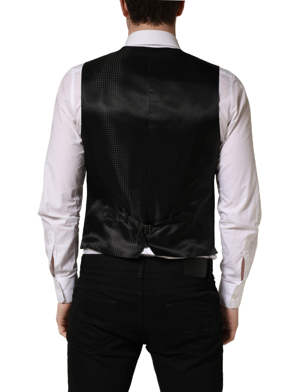Black Wool Single Breasted Waistcoat Vest