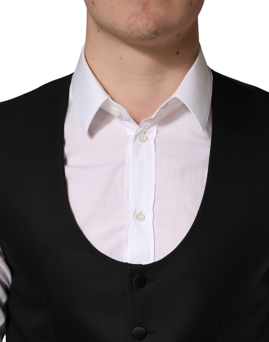 Black Wool Single Breasted Waistcoat Vest