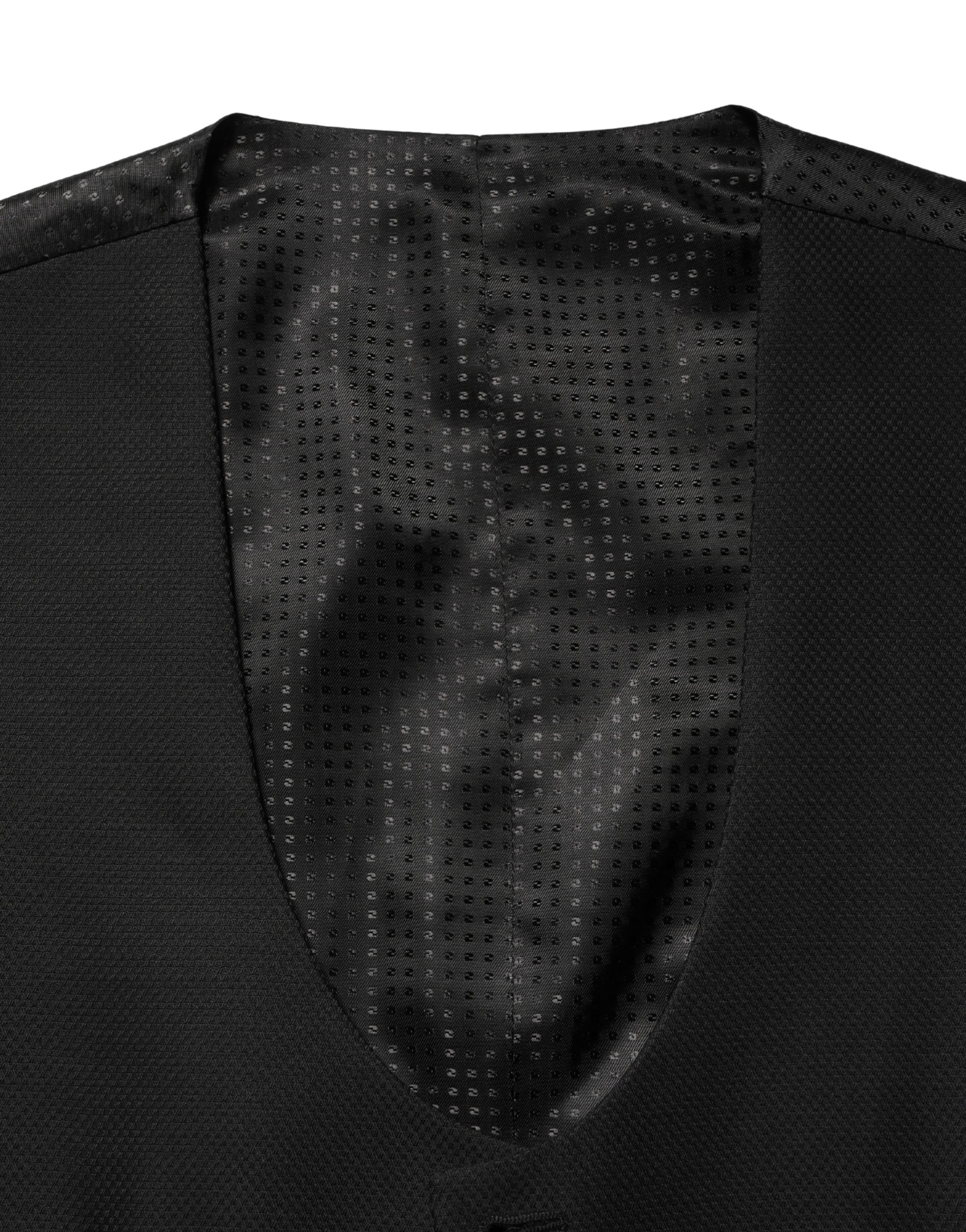 Black Wool Single Breasted Waistcoat Vest