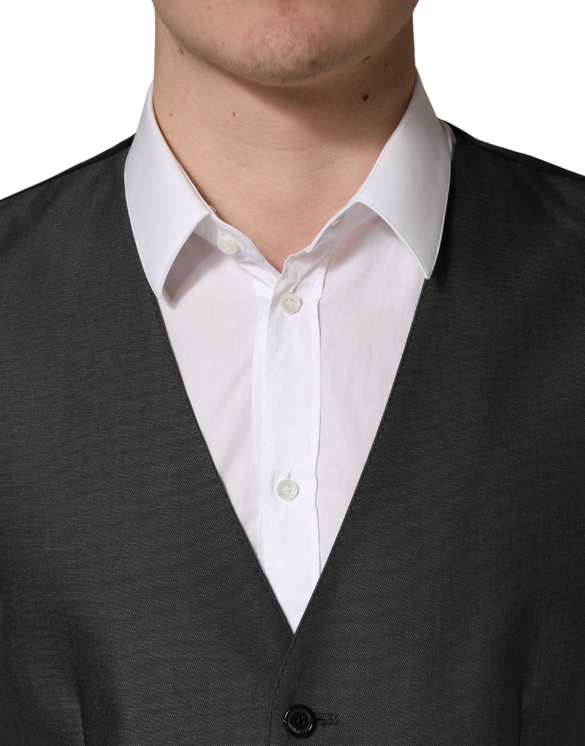 Dark Gray Single Breasted Men Waistcoat Vest