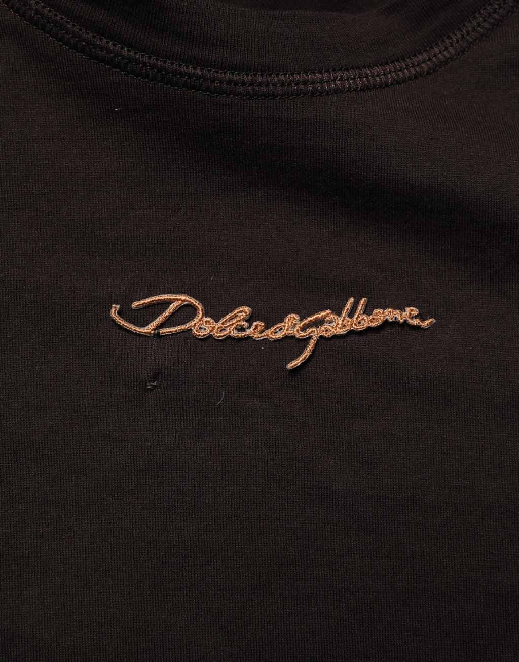 Dolce & Gabbana Brown Logo Embroidered Men Crew Neck T-shirt