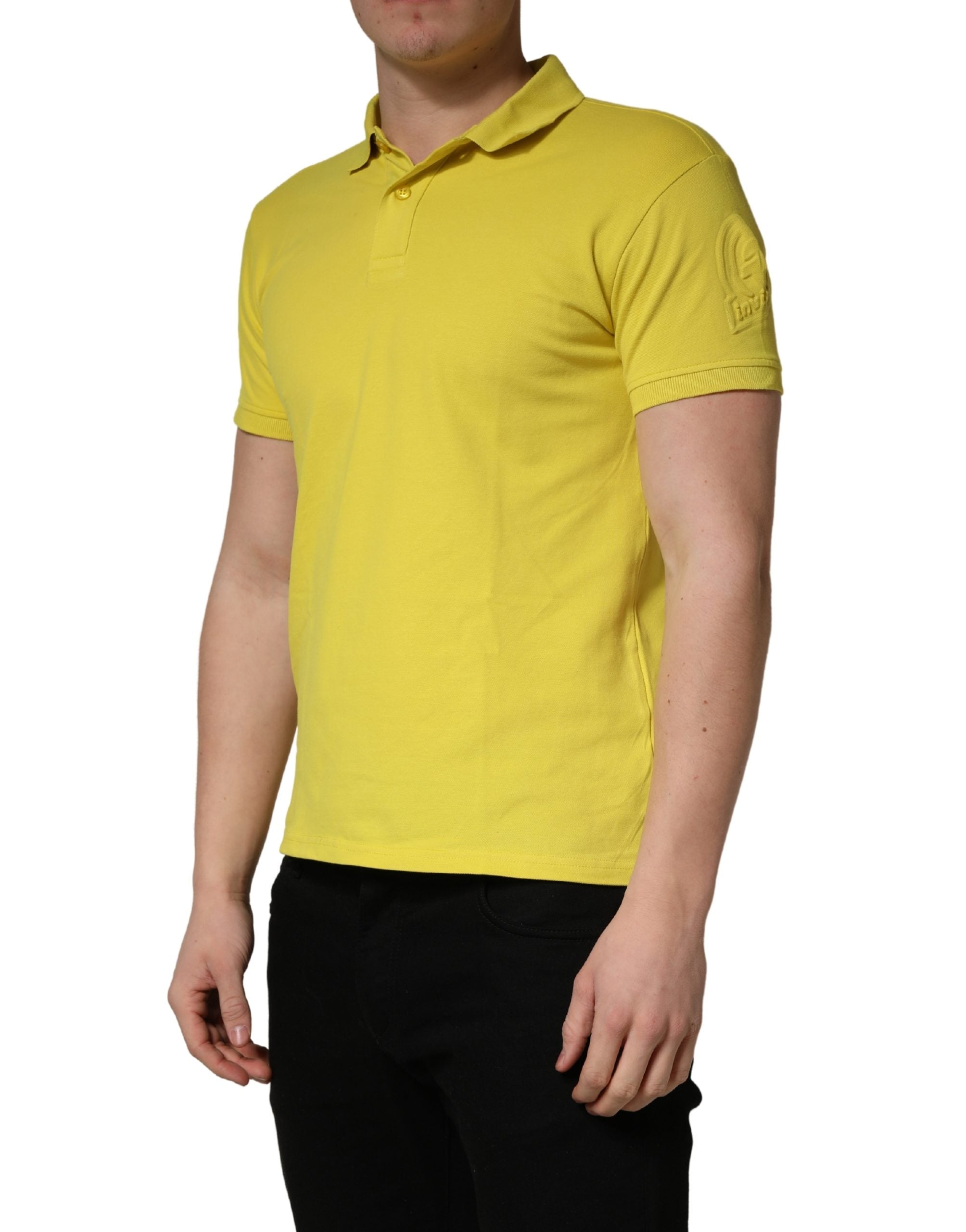 Yellow Short Sleeve Pique Men Cotton Polo Shirt T-shirt