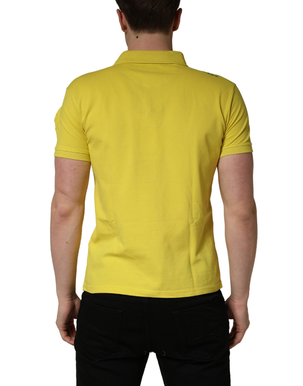 Yellow Short Sleeve Pique Men Cotton Polo Shirt T-shirt