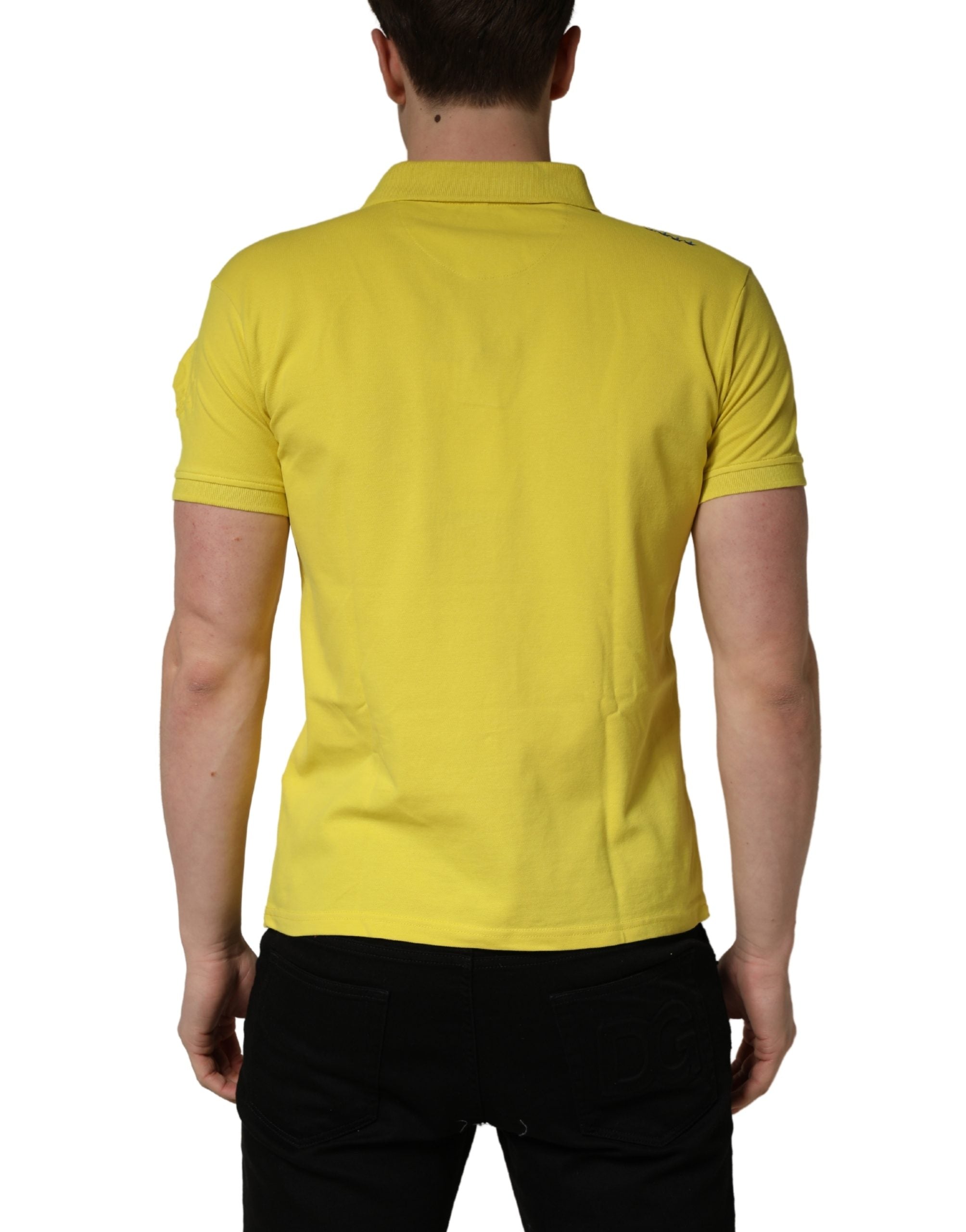 Yellow Short Sleeve Pique Men Cotton Polo Shirt T-shirt