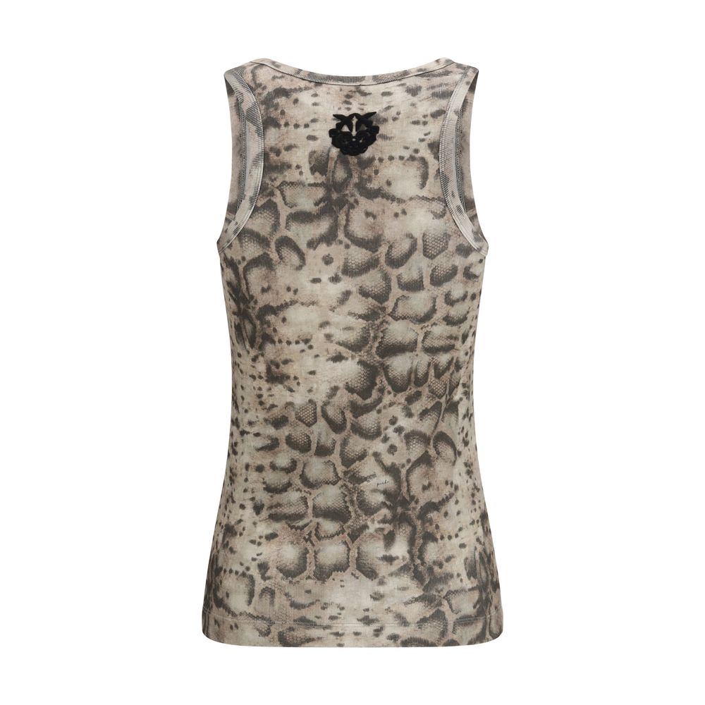 Beige Cotton Sleeveles T-Shirt