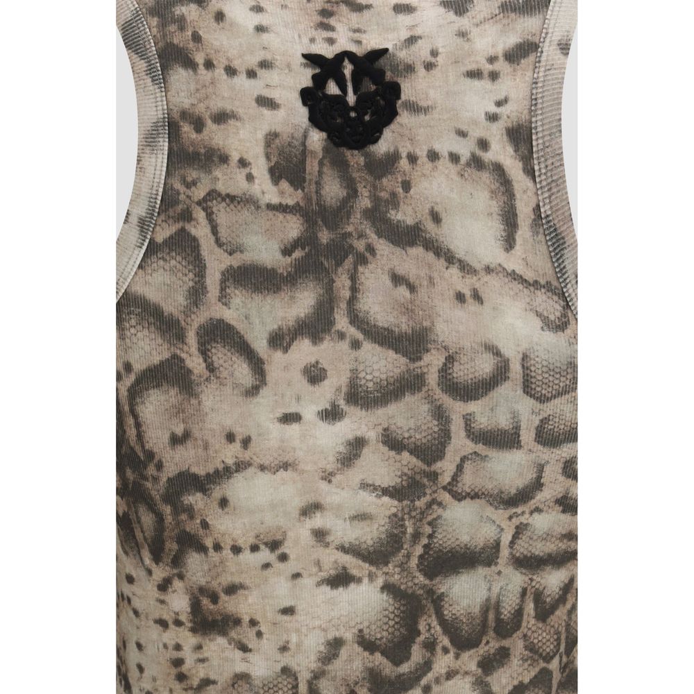 Beige Cotton Sleeveles T-Shirt