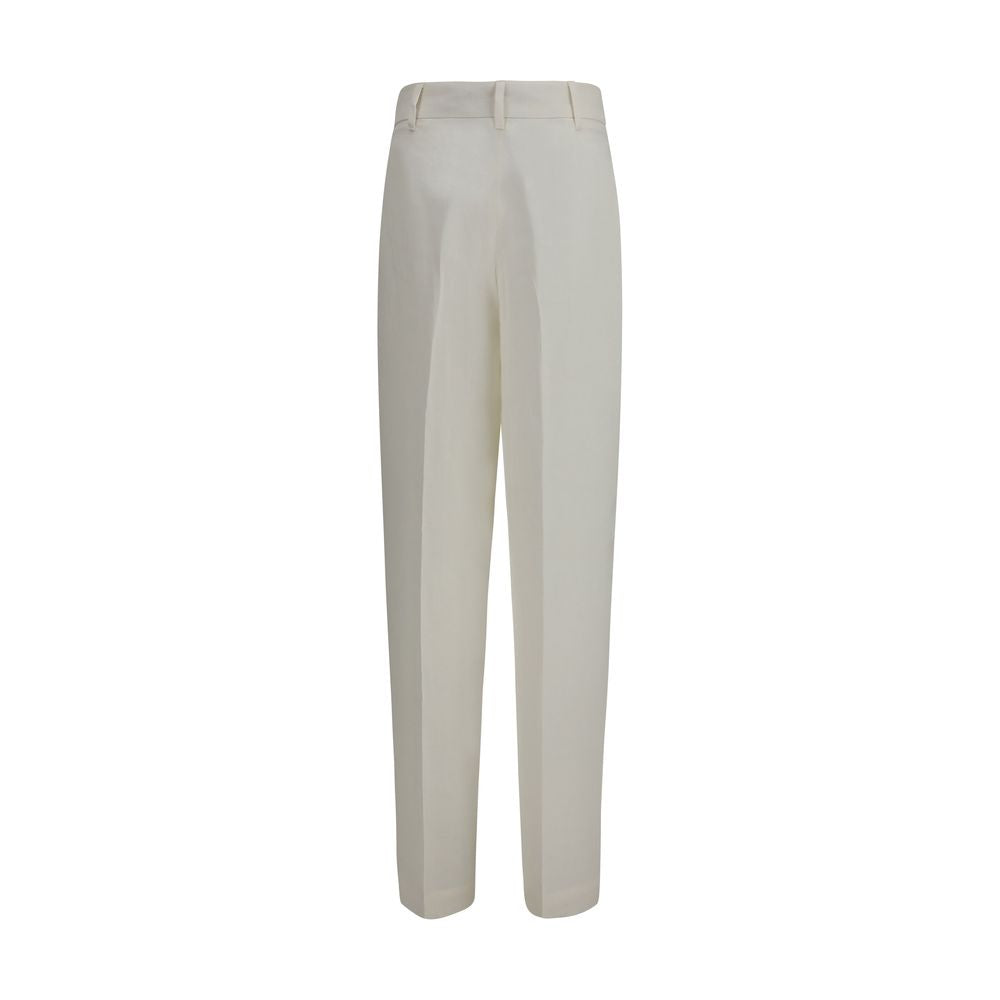 White Linen Casual Pants