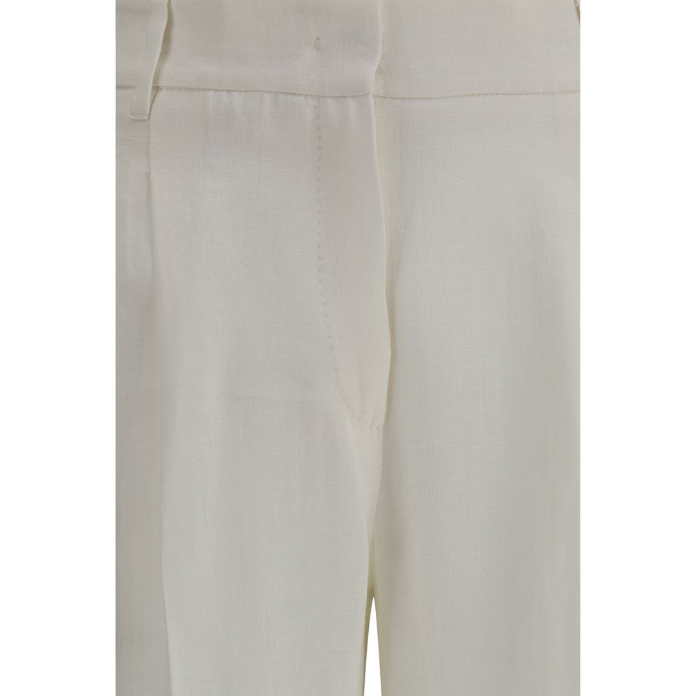 White Linen Casual Pants