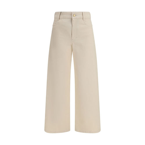 Beige Cotton Casual Pants