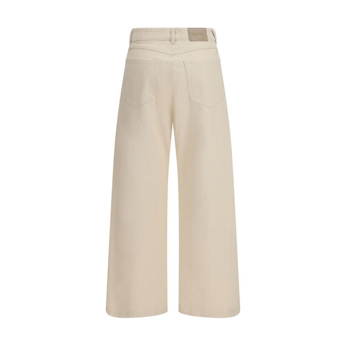 Beige Cotton Casual Pants
