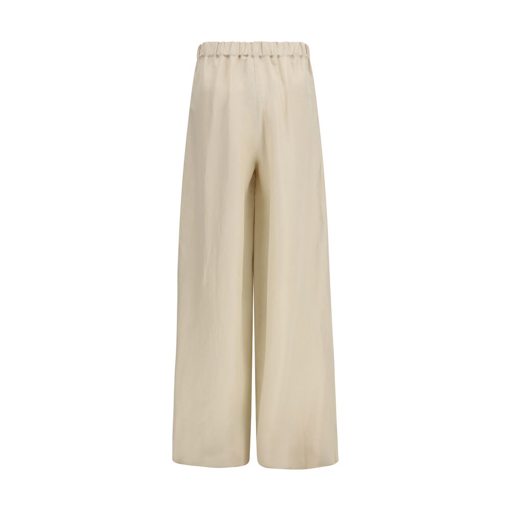 Beige Linen Casual Pants
