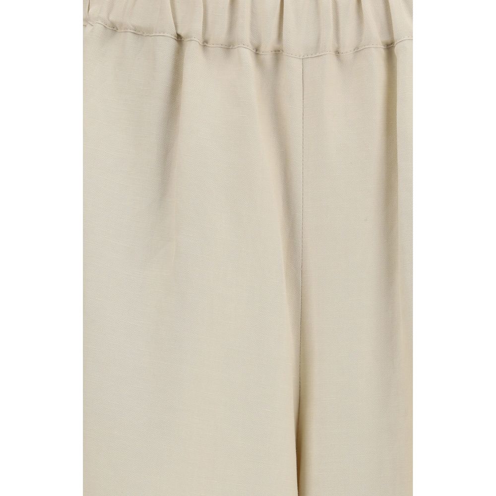 Beige Linen Casual Pants