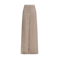 Beige Silk Casual Pants