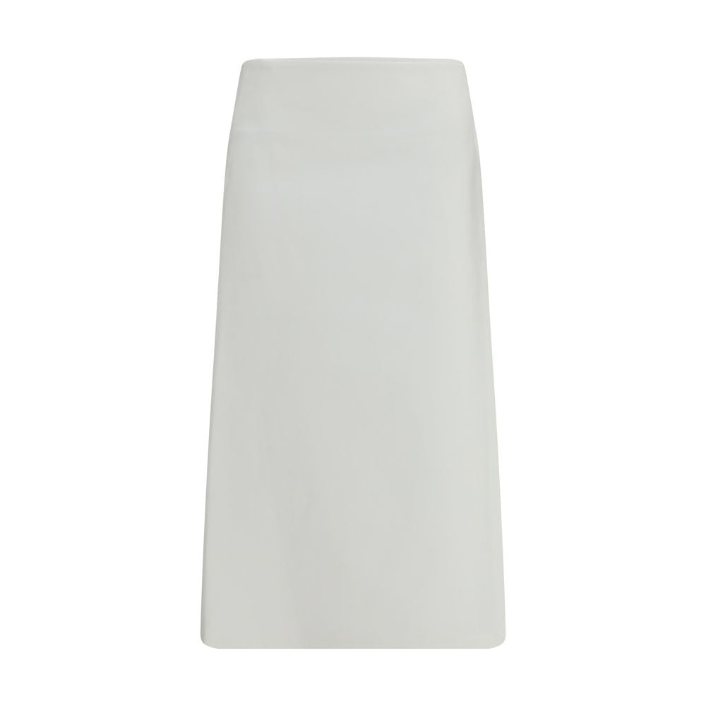 White Cotton Midi Skirt