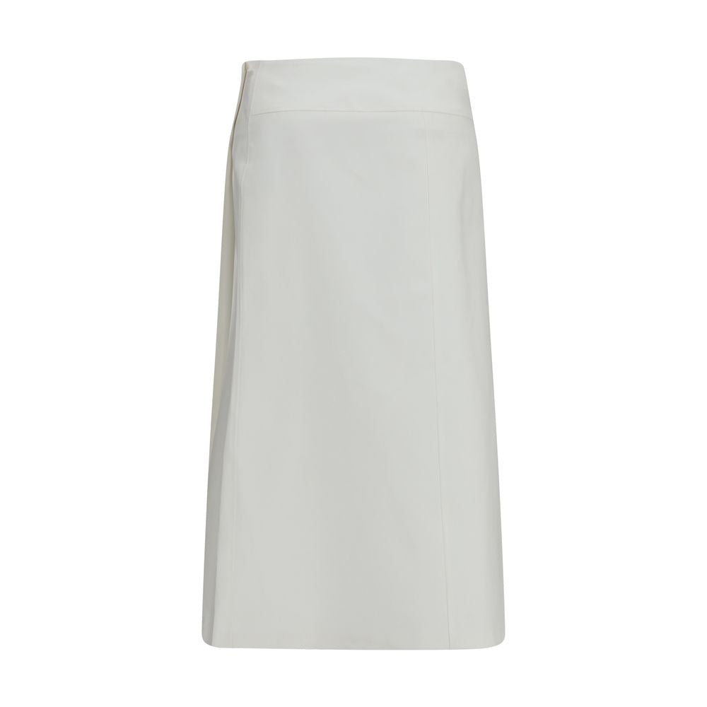 White Cotton Midi Skirt