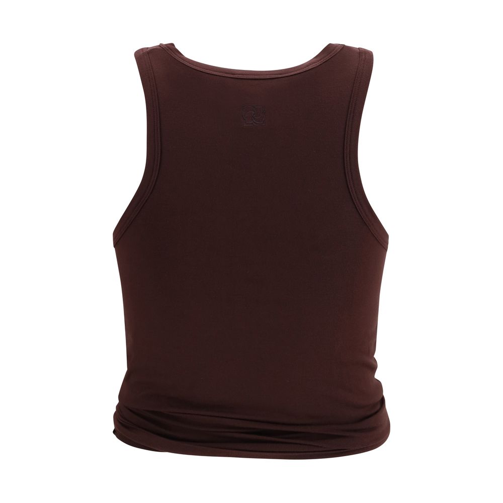 Brown Cotton Sleeveles T-Shirt