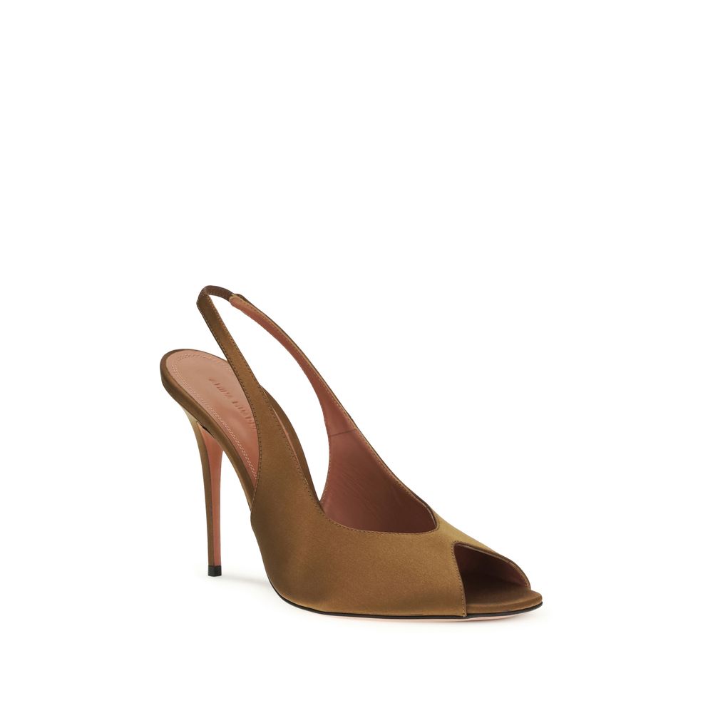 Brown Silk Stiletto Heel Sandals