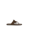 Prada Brown Calf Leather Bos Taurus Flat Sandals
