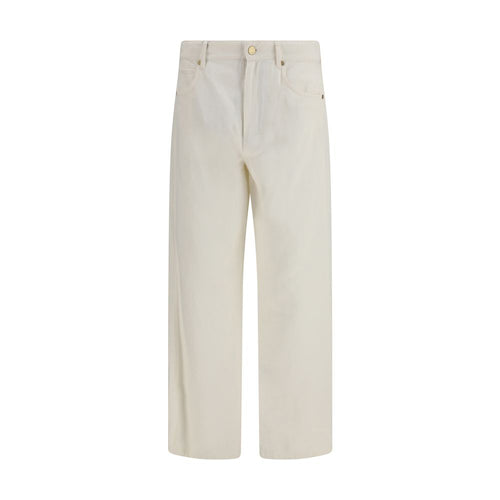 Beige Cotton Casual Pants