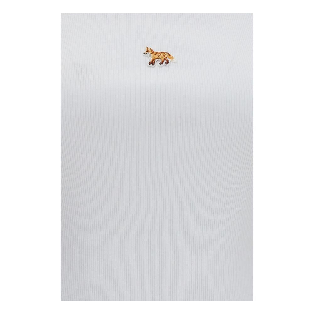 White Cotton Sleeveles T-Shirt