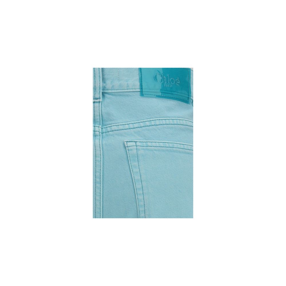 Blue Cotton Straight-Leg Jeans