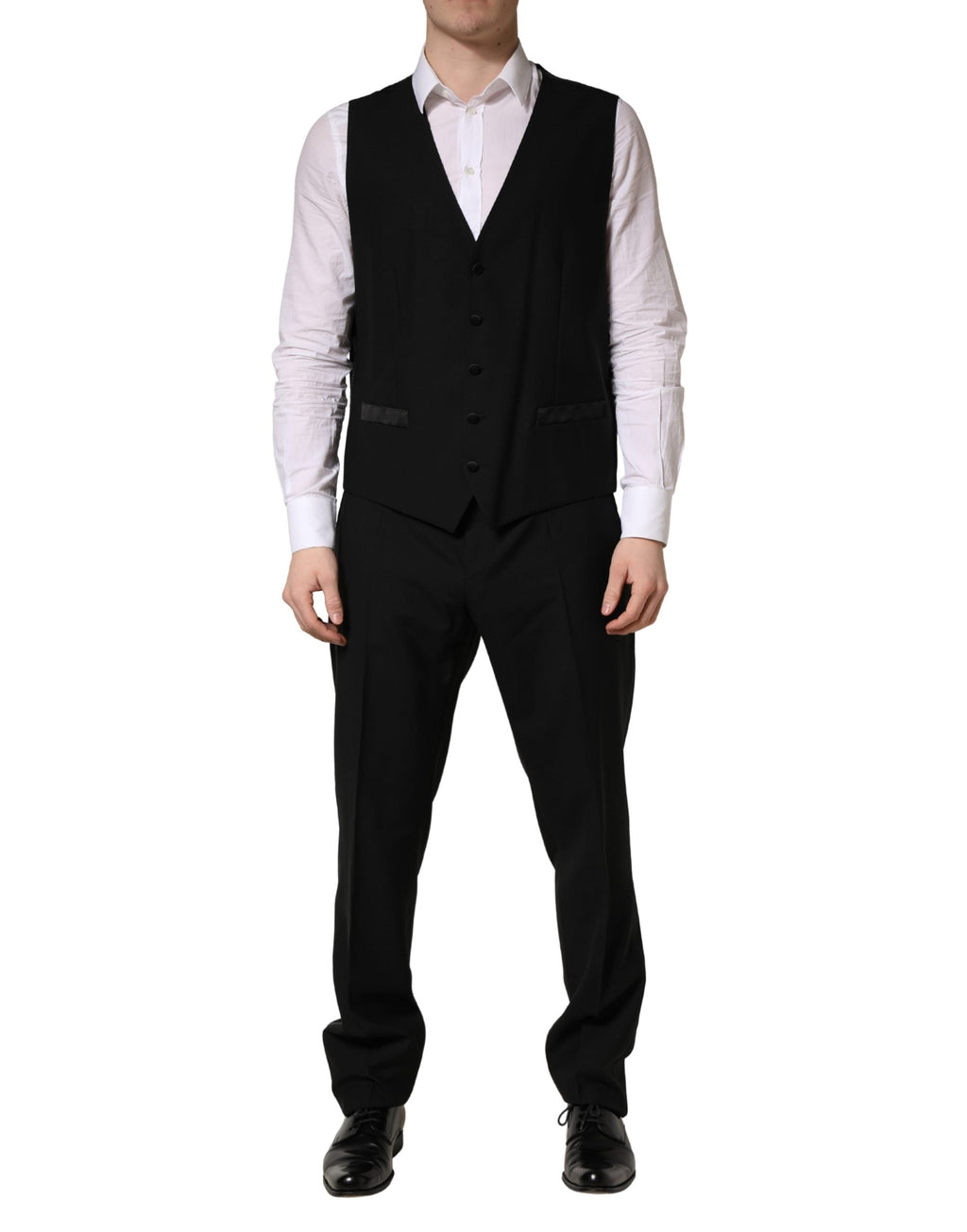 Dolce & Gabbana Black Wool Silk Saxophone Slim Fit 3Pc Suit
