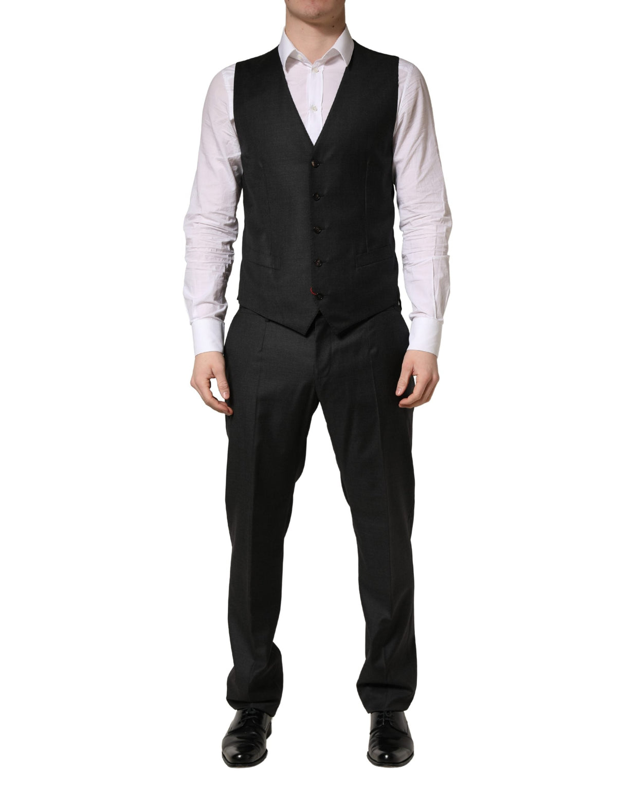 Dolce & Gabbana Dark Gray Wool Slim Fit Formal 3 Piece Men Suit