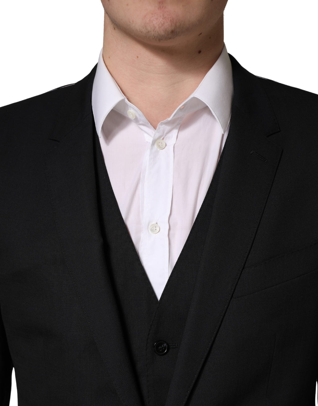 Dark Blue Wool 2 Buttons Formal 3 Piece Men Suit