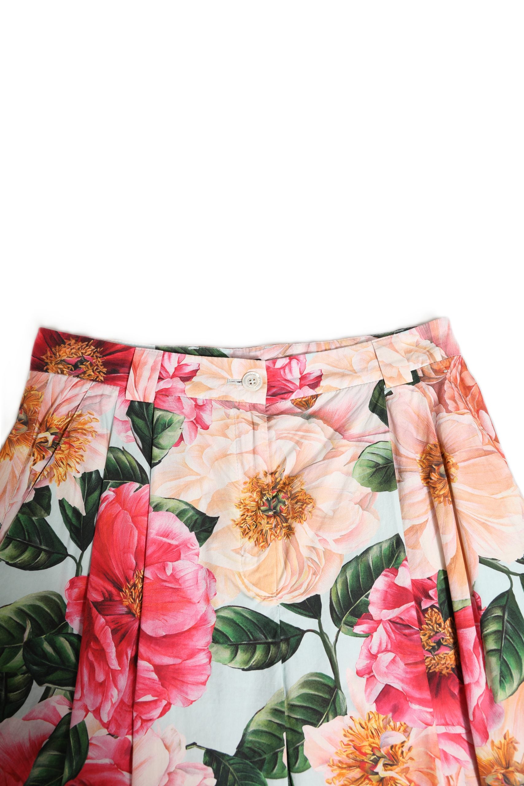 Multicolor Floral High Waist Cropped Pants
