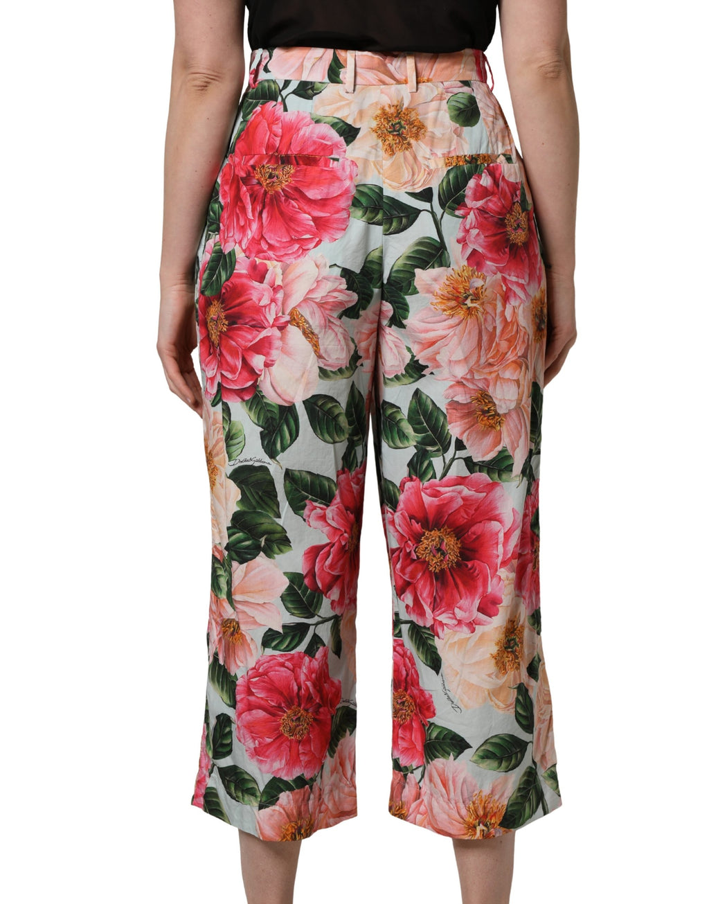 Multicolor Floral High Waist Cropped Pants