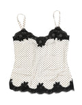 Dolce & Gabbana White Polka Dot Lace-Trimmed Camisole Top Underwear
