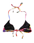 Dolce & Gabbana Black Floral Print Nylon Halter Bikini Top Swimwear