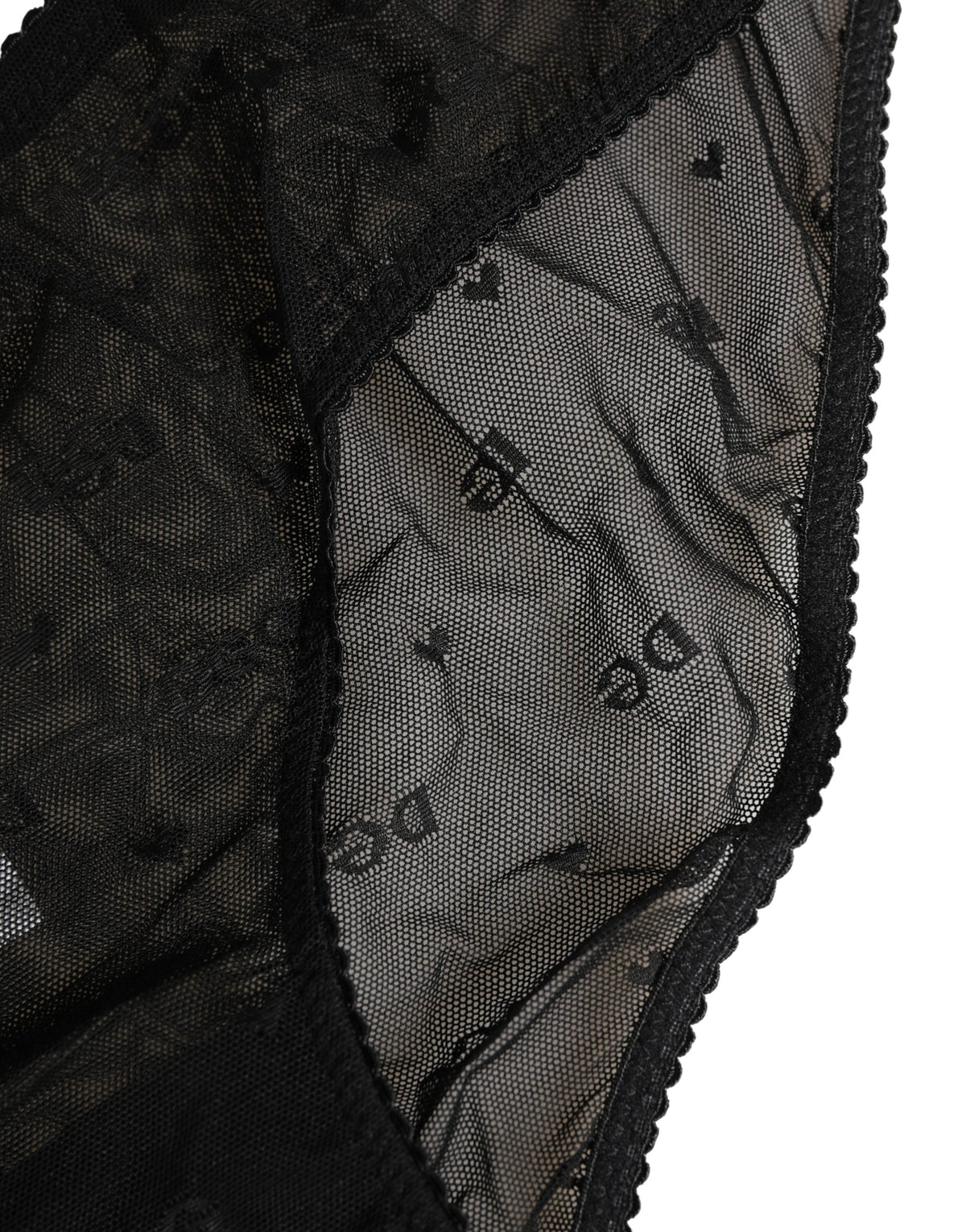 Dolce & Gabbana Black Sheer Mesh Lace Logo Brief Panty Underwear