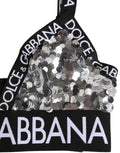 Dolce & Gabbana Silver Sequined Triangle Soft Cup Bra Underwear
