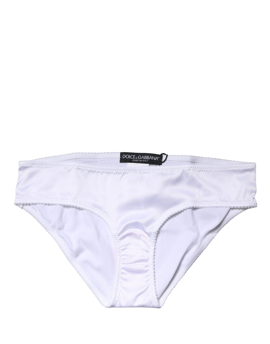 Dolce & Gabbana White Silk Stretch Mid Waist Brief Panty Underwear