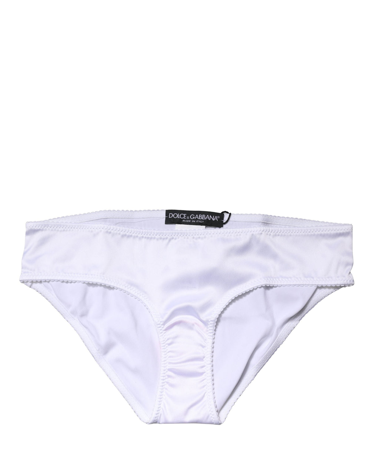 Dolce & Gabbana White Silk Stretch Mid Waist Brief Panty Underwear