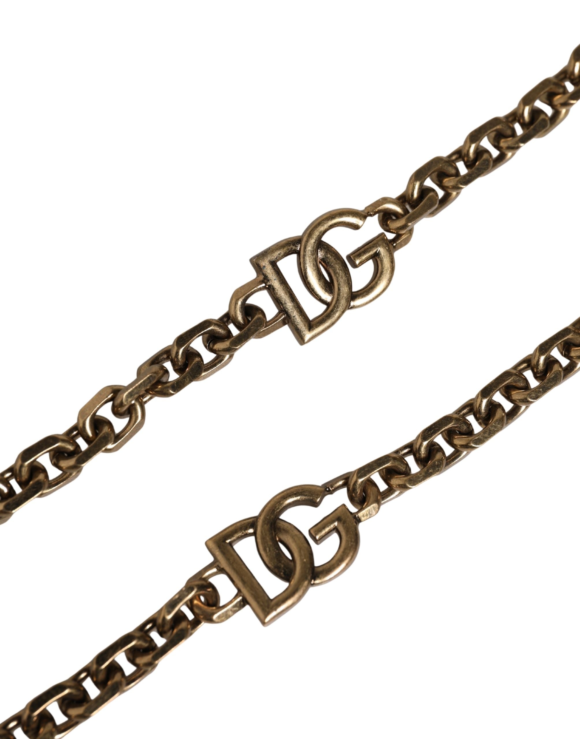 Dolce & Gabbana Black Leather Gold Chain Bag Accessory Shoulder Strap