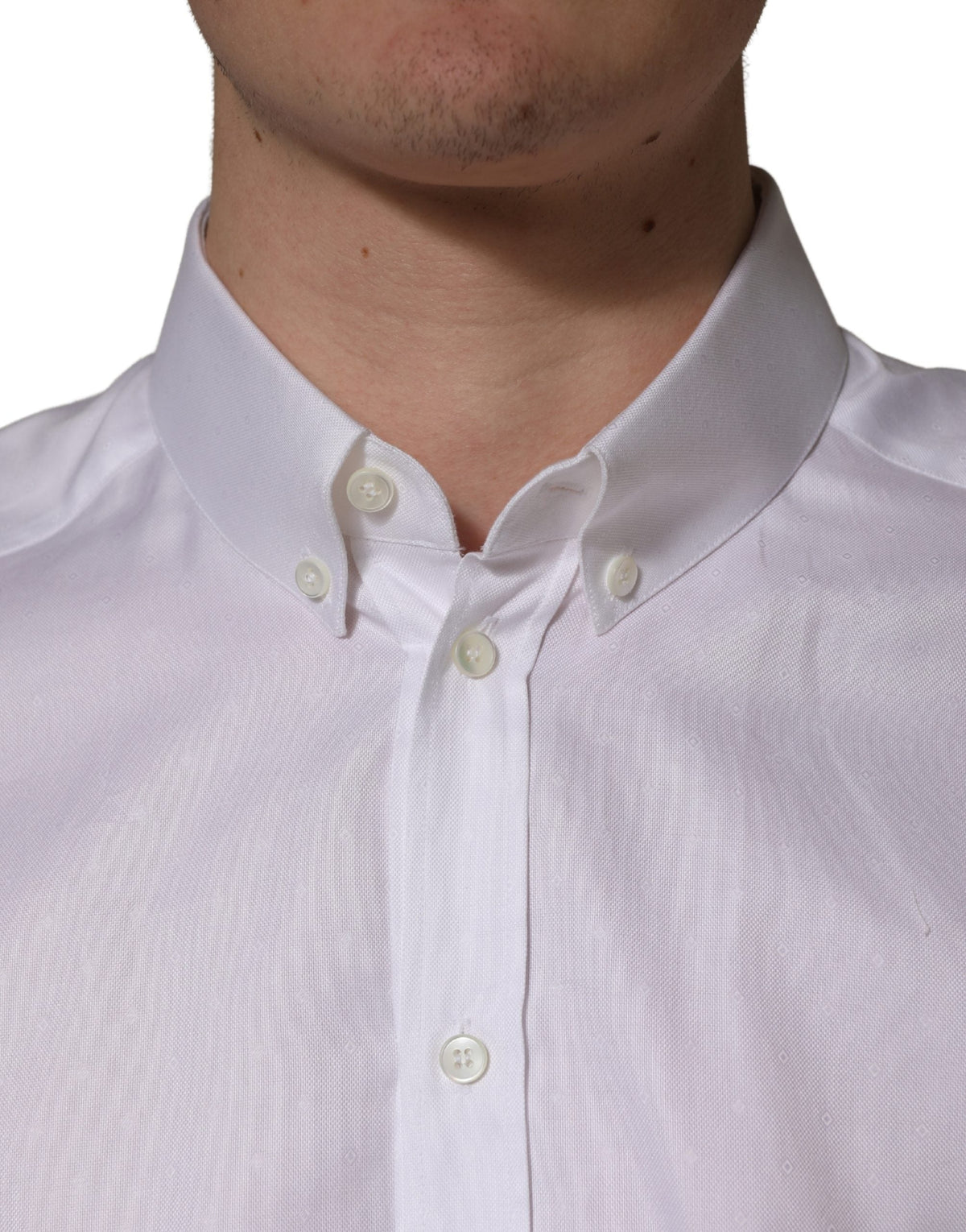Dolce & Gabbana White Cotton Short Sleeves Button Down Shirt