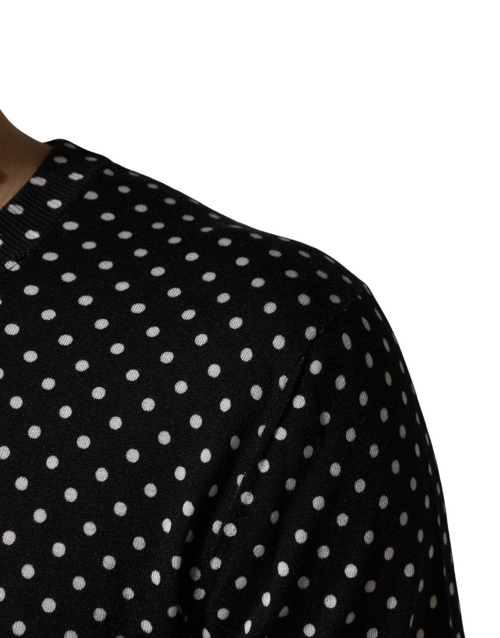 Dolce & Gabbana Black Polka Dot Crew Neck Pullover Sweater