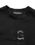 Dolce & Gabbana Black Cotton DG Men CrewNeck Pullover Sweater