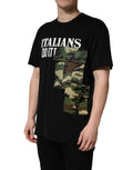 Dolce & Gabbana Black Camouflage Graphic Cotton Crewneck T-shirt