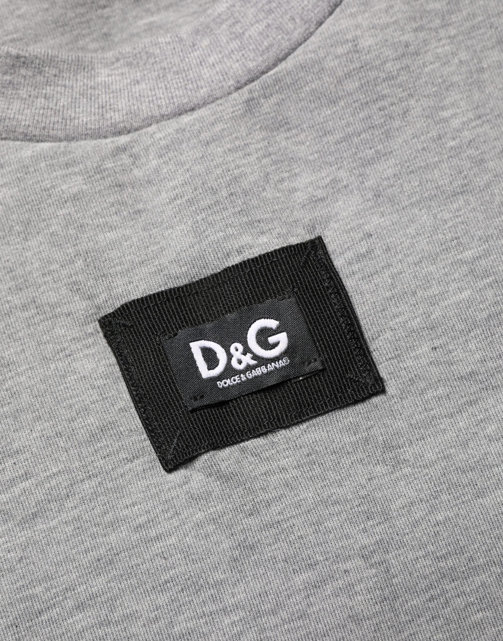 Dolce & Gabbana Gray Cotton Logo Appliqué CrewNeck T-shirt