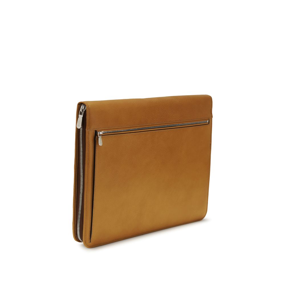 Brunello Cucinelli Brown Calf Leather Bos Taurus Wallet