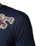 Dolce & Gabbana Navy Blue Cotton Graphic Crew Neck T-shirt